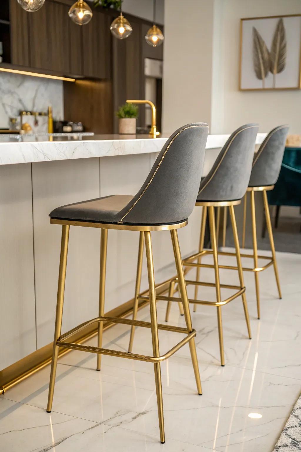 Bar perches with gilded features infuse style and unity.