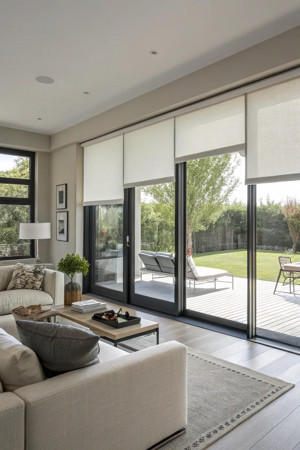 Automated roller shades offer convenience at your fingertips.