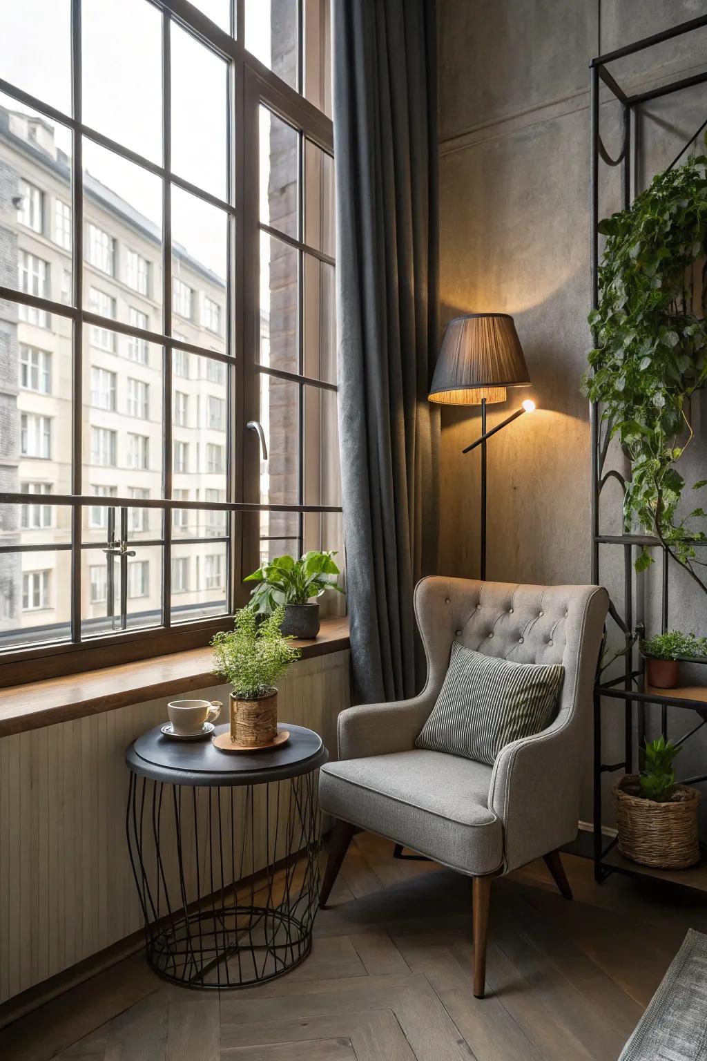 Combine styles and materials for a unique and personalized window nook.