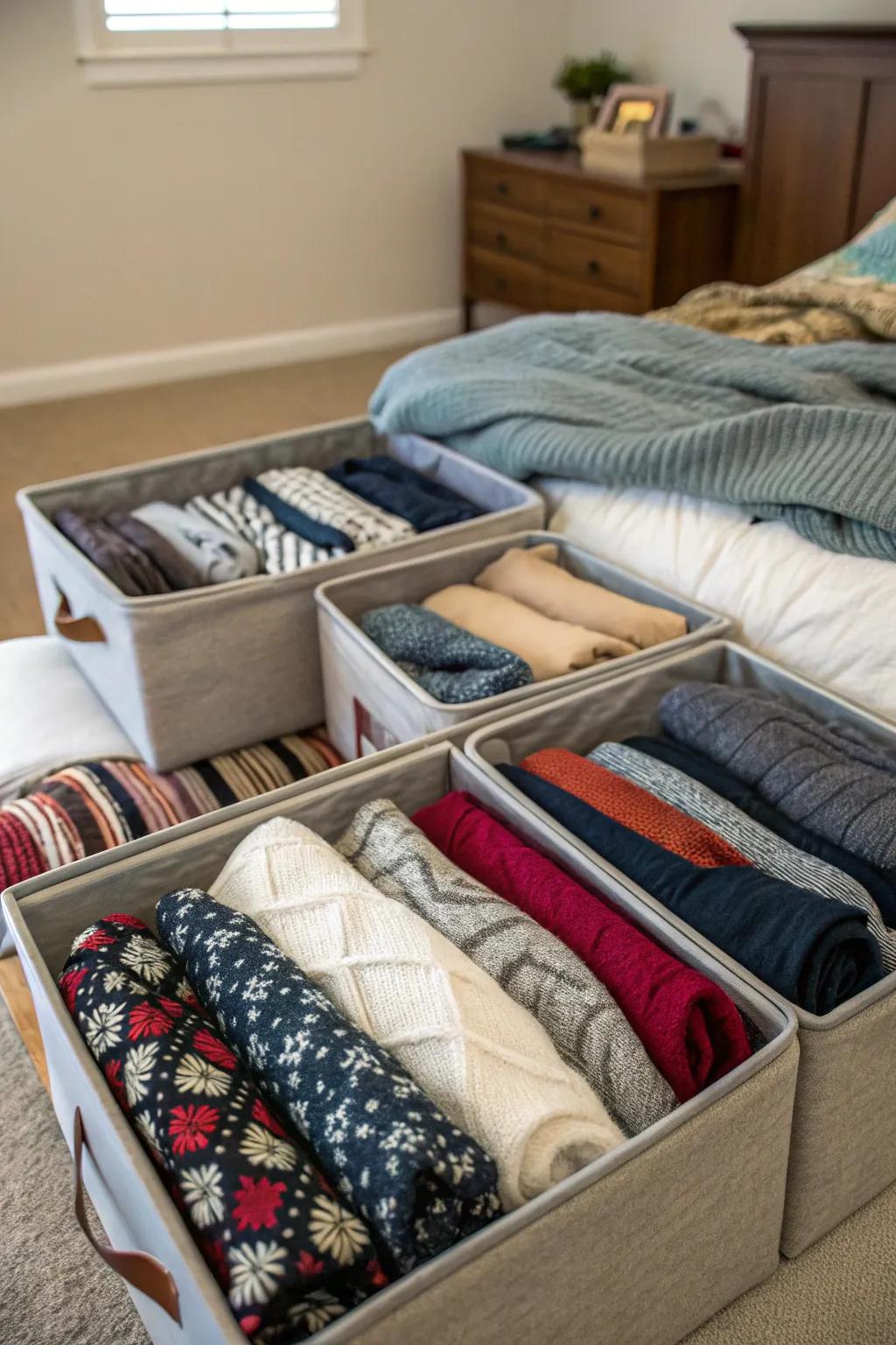 Utilize under-bed areas for effective storage purposes.