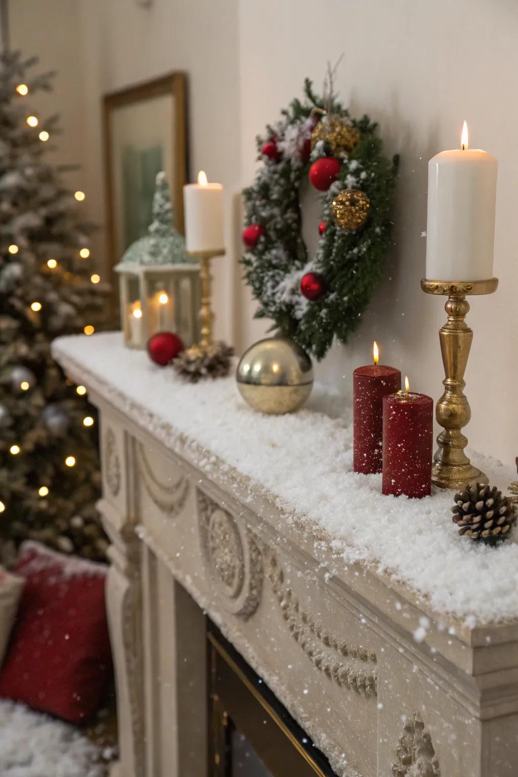 Faux snow delivers the essence of winter indoors.