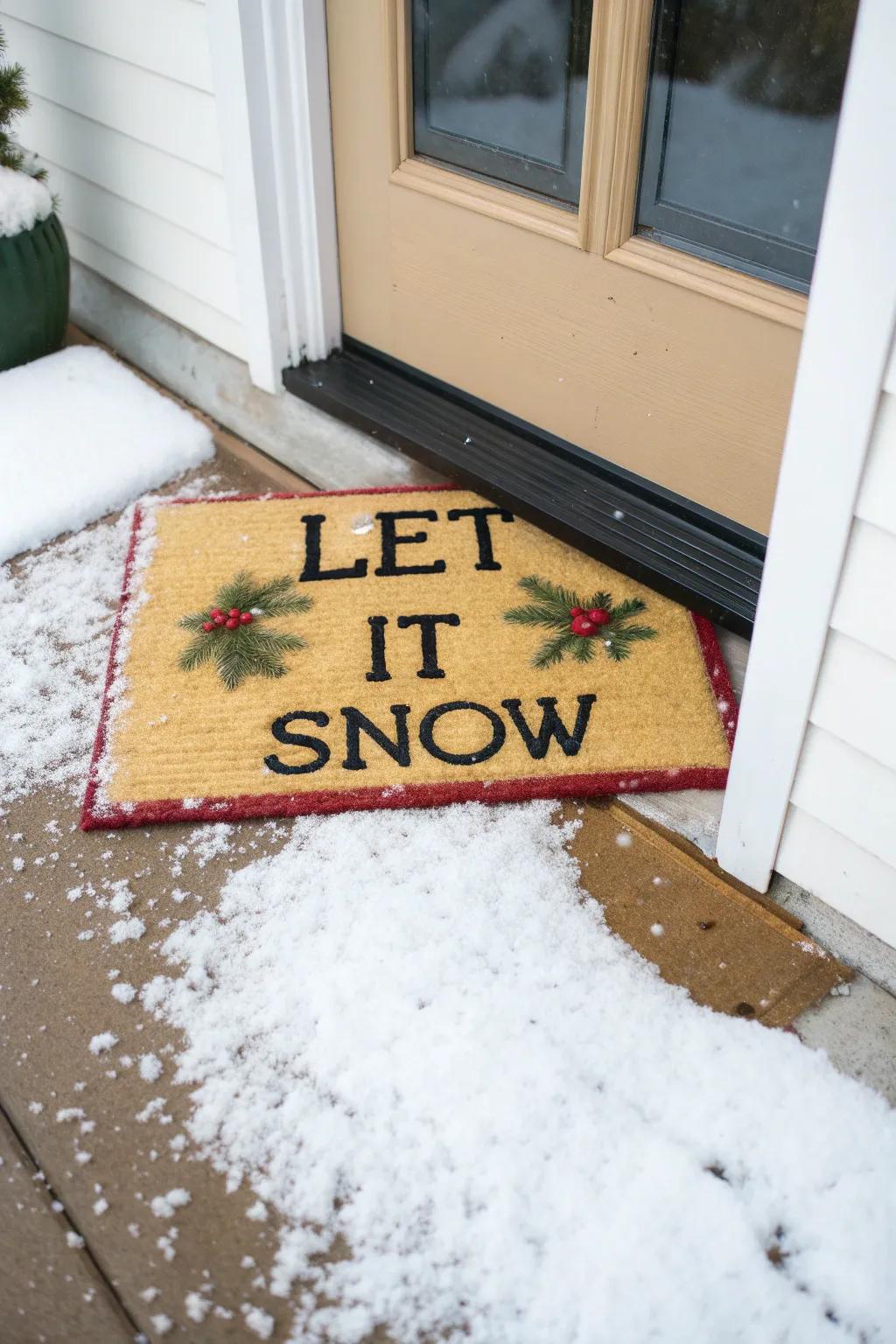 A winter-inspired carpet welcomes guests with flair.