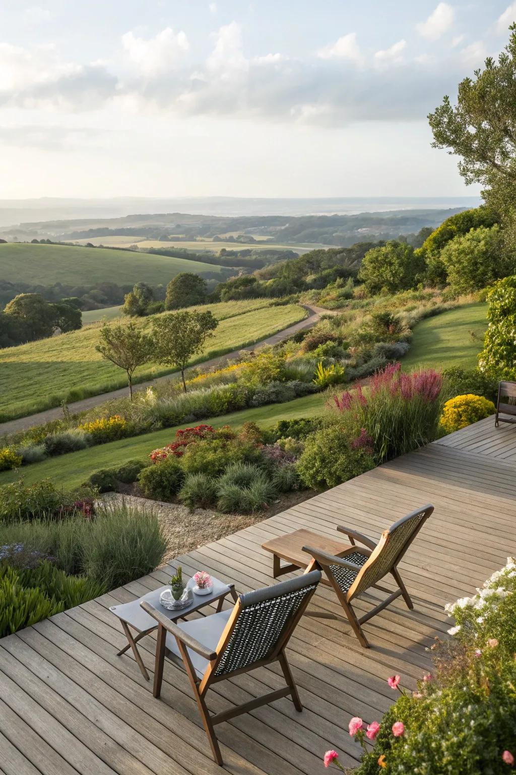 An open terrace layout amplifies the sensation of space and liberty.