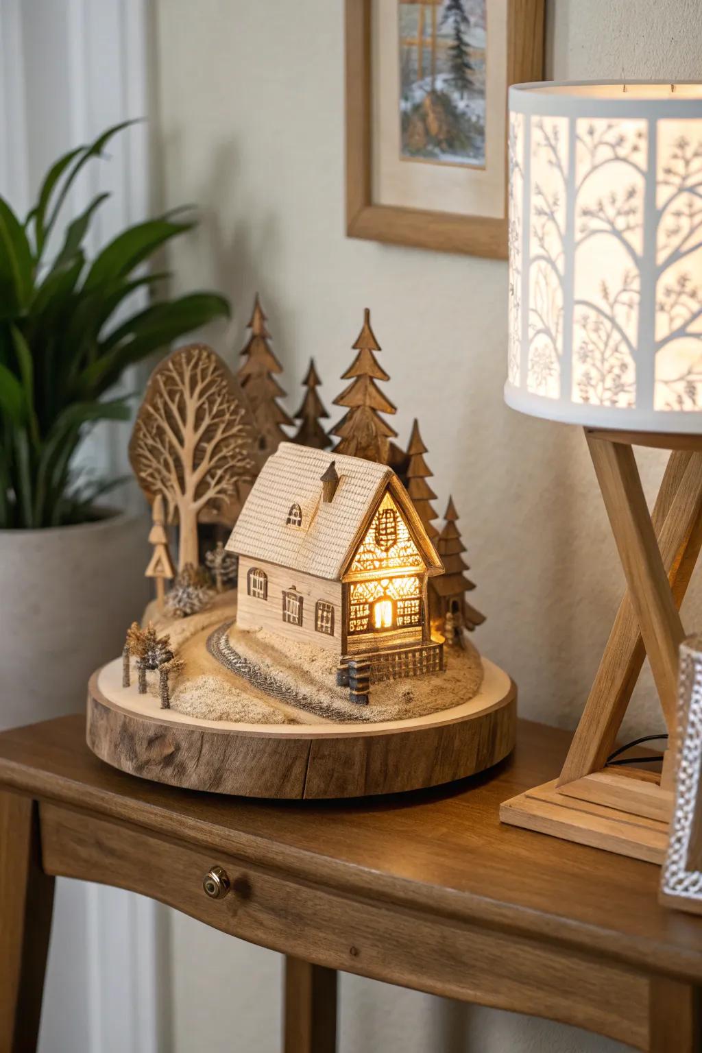 Convey a tale via the artistry of wooden sculpture.