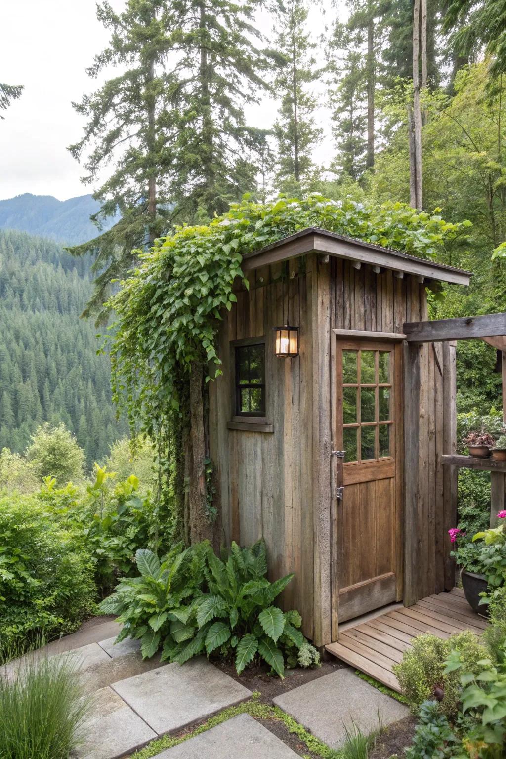 Change your outdoor area using a timber shower enclosure.