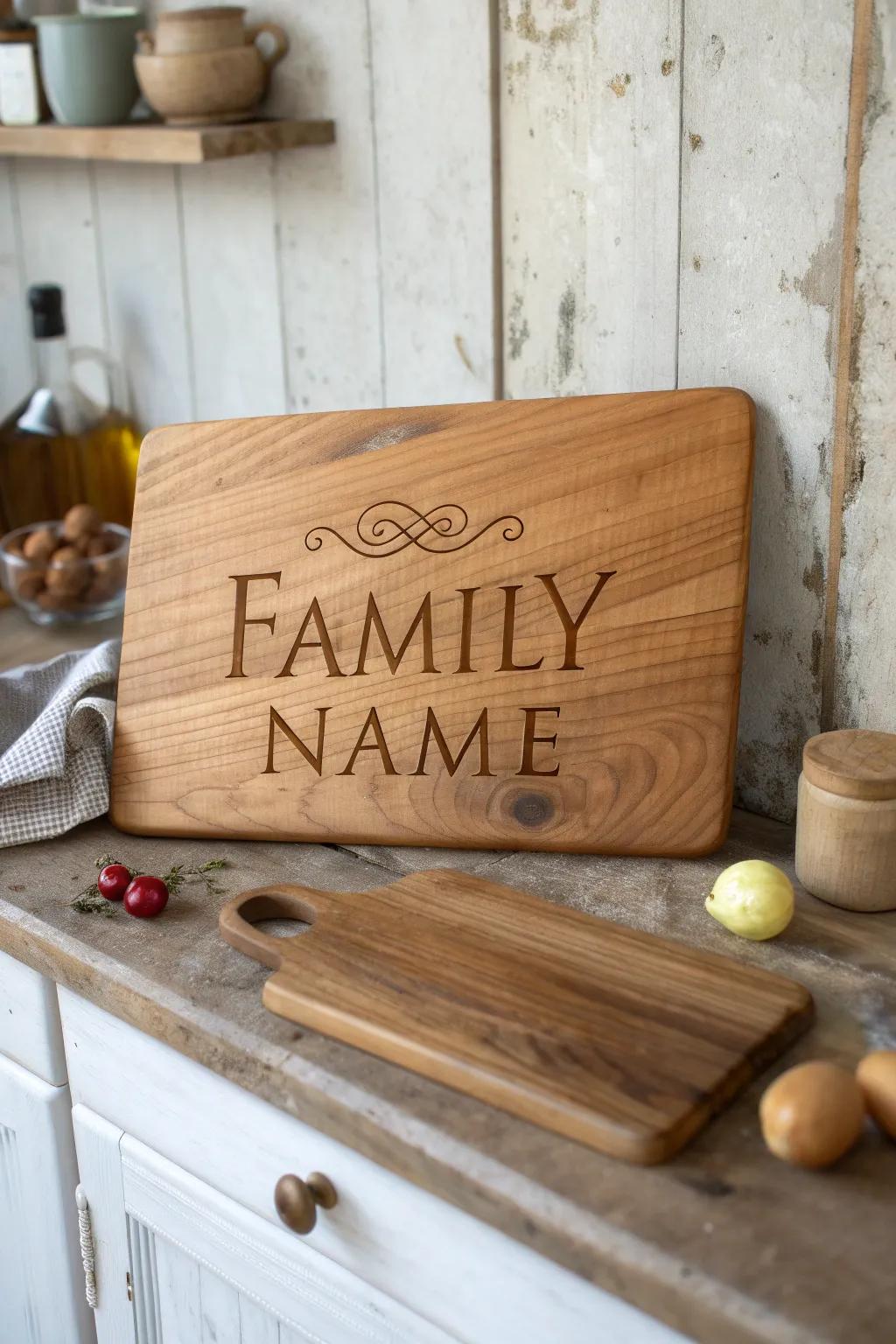 A bespoke cutting board that enhances the charm of culinary endeavors.