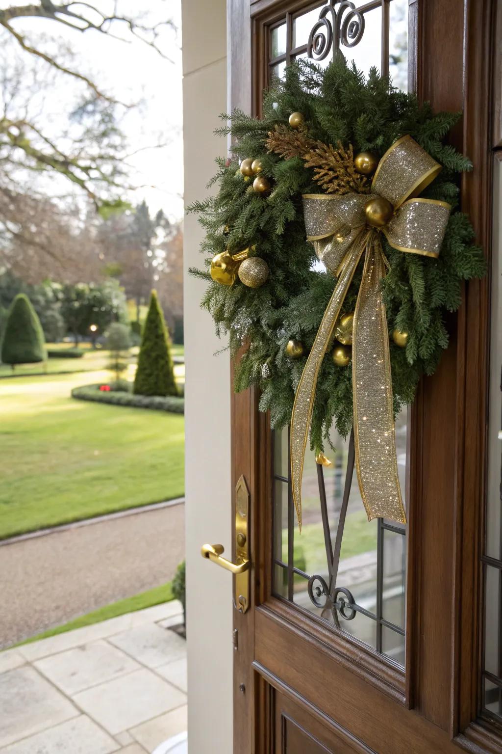 A wreath glowing with luxury and style.