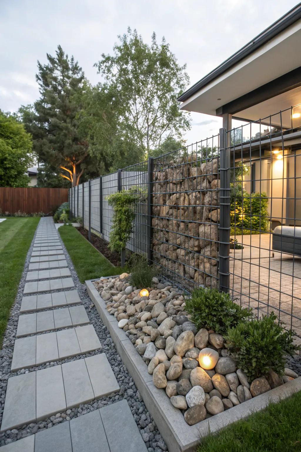 Rock enclosure walls offer a sturdy and modern fencing option.