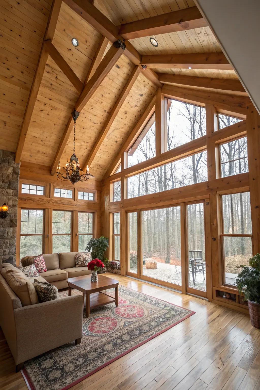 Elevated ceilings enhancing the room's depth and essence.