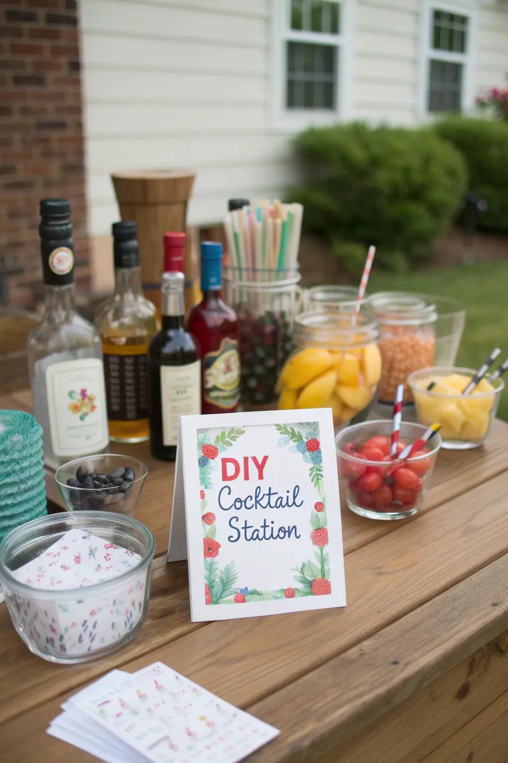 Make it fun with a DIY cocktail station at your party.