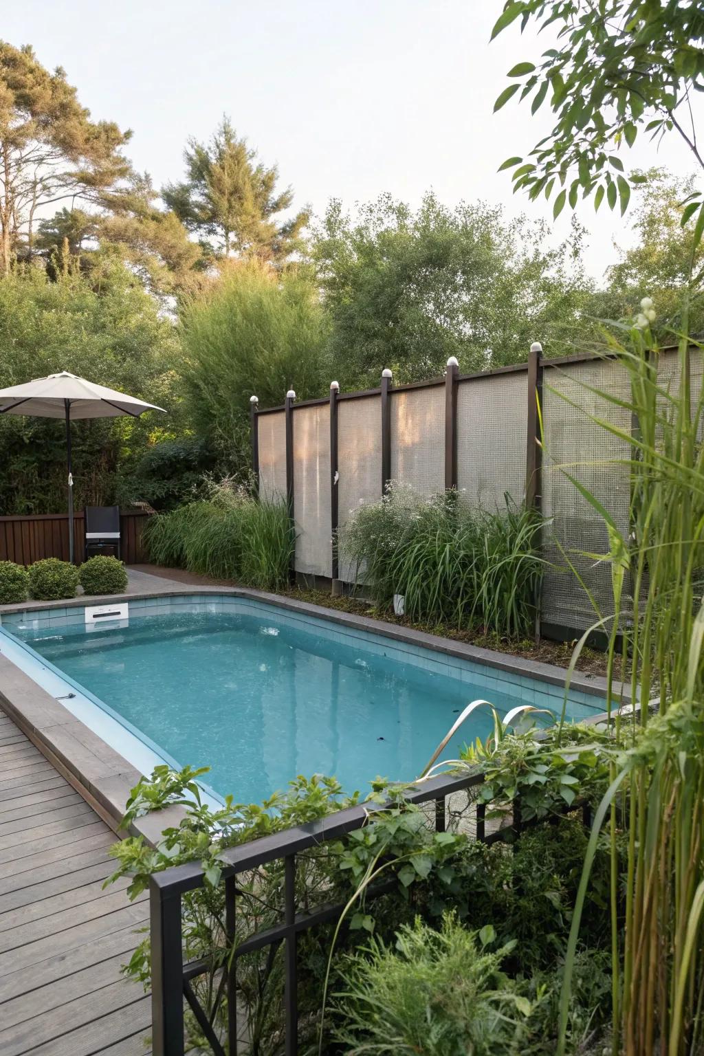 Build your personal retreat with stylish screens by the pool.