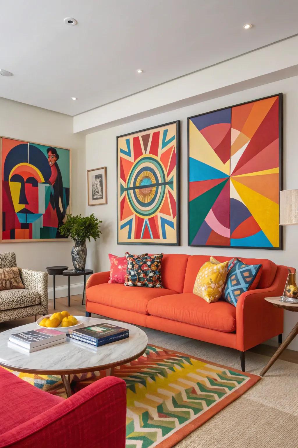 Contrasting colors fashion a spirited environment.
