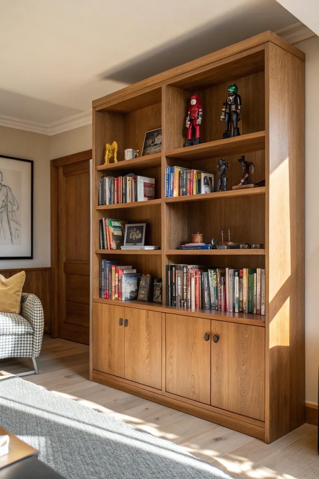 Bookshelves provide a practical and stylish display solution.