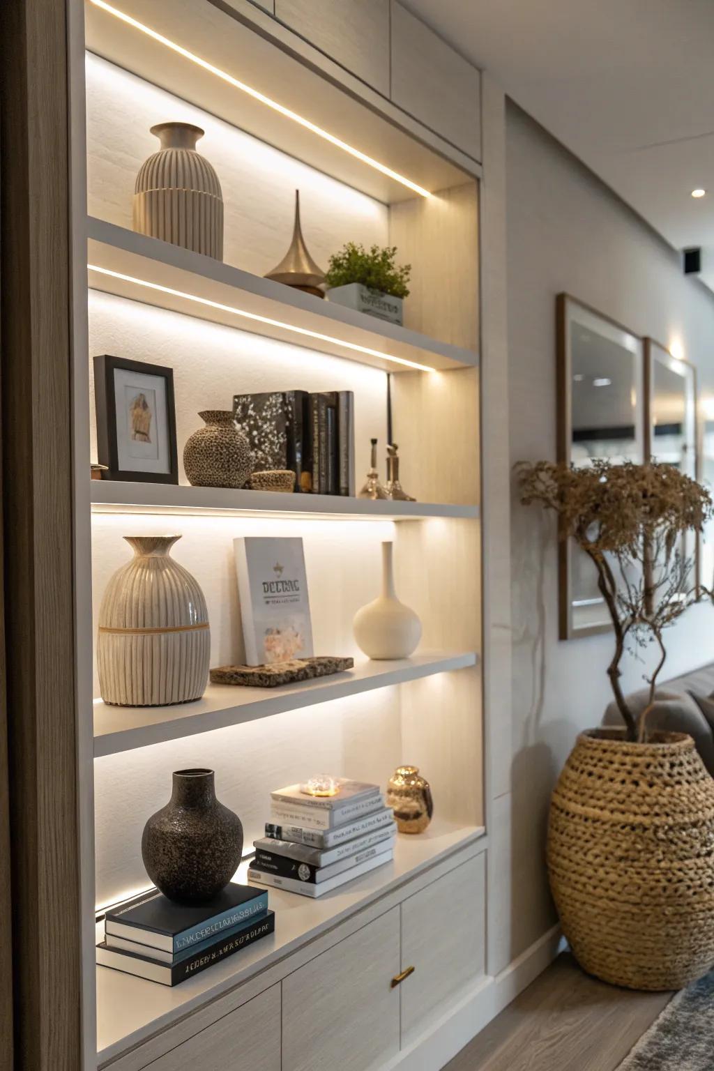 Elevate your racks using combined illumination for a warm radiance.