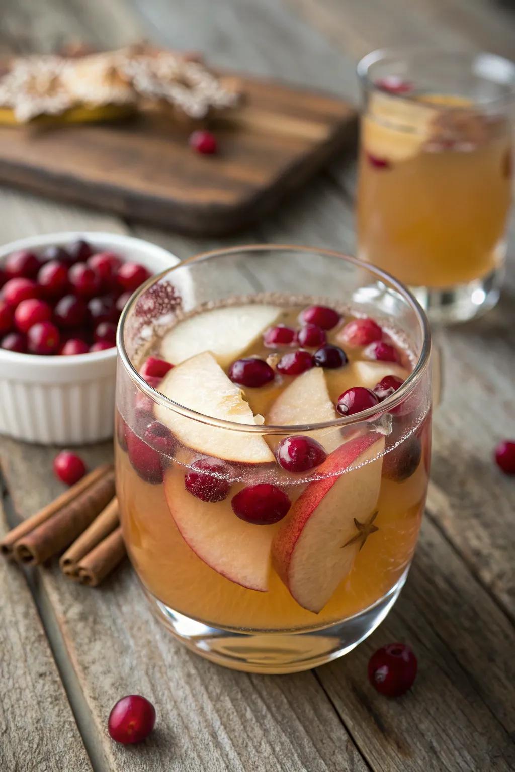 Cranberry-infused apple cider punch tailored for a festive accent.