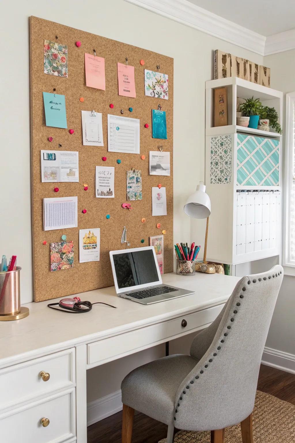 An elegant fabric memo board designed to inspire and organize.