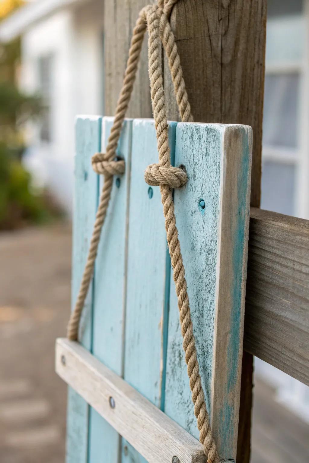 A charming homespun timber door hanger with a handmade feel.