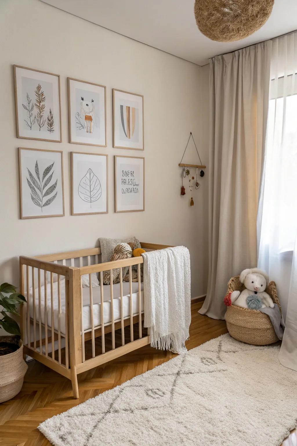 Wall art provides a private touch to the baby's corner, allowing it to be distinctive and attractive.