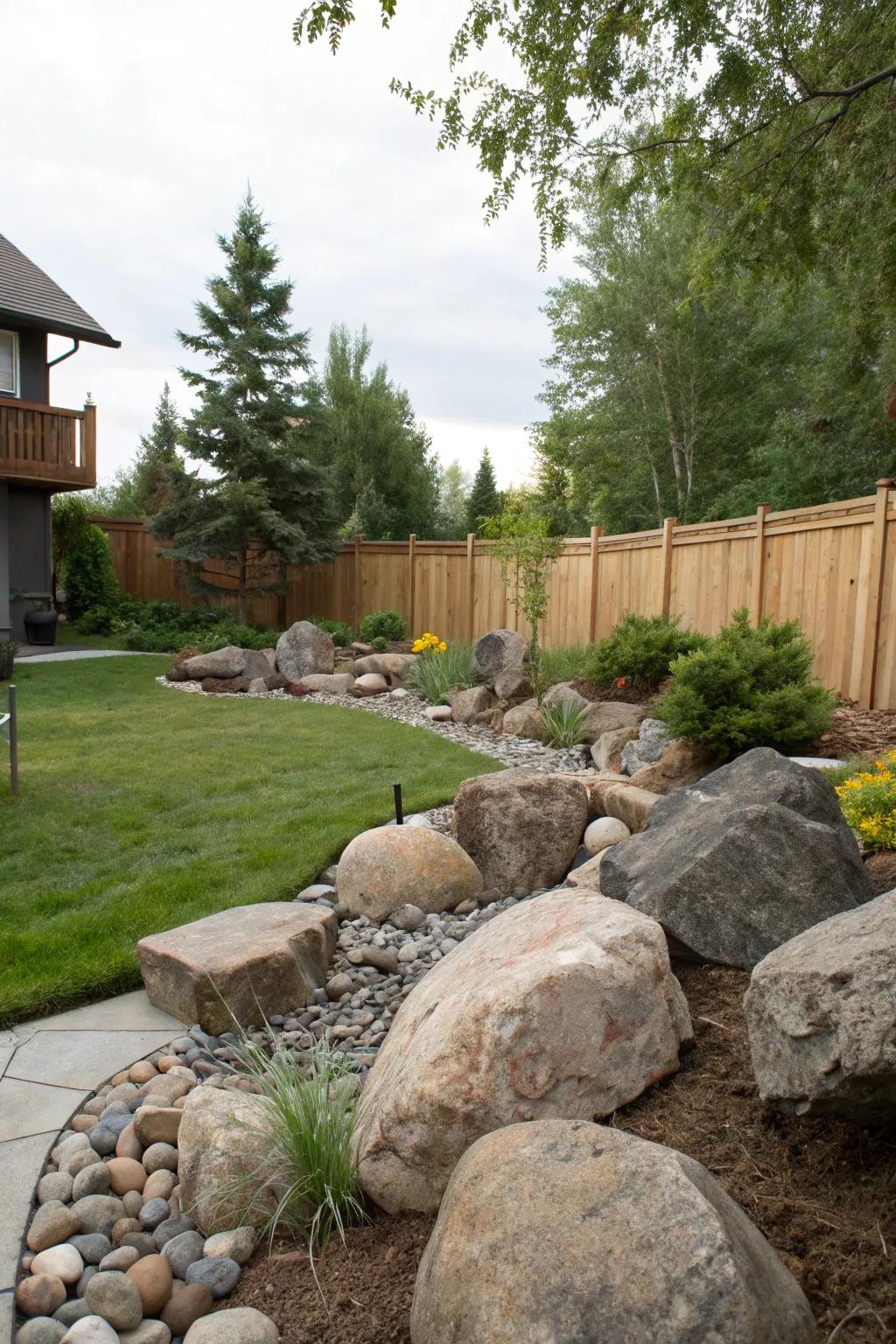 Rocks and boulders seamlessly anchor your garden with their intrinsic beauty.