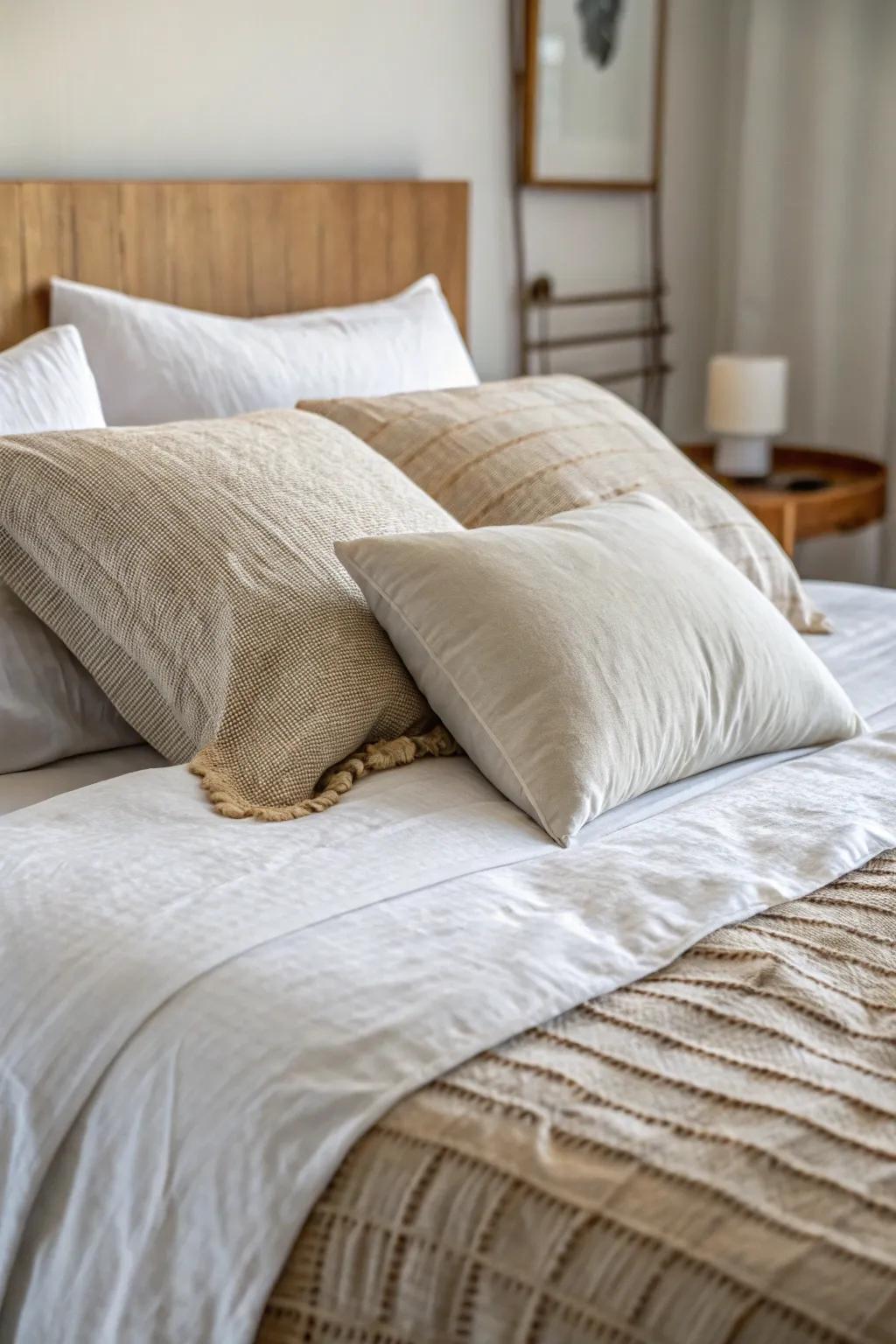 Textured fabrics enhance comfort and style.