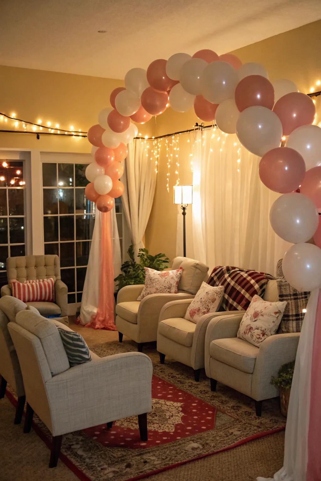 A welcoming balloon lounge spot ideal for capturing memorable images.