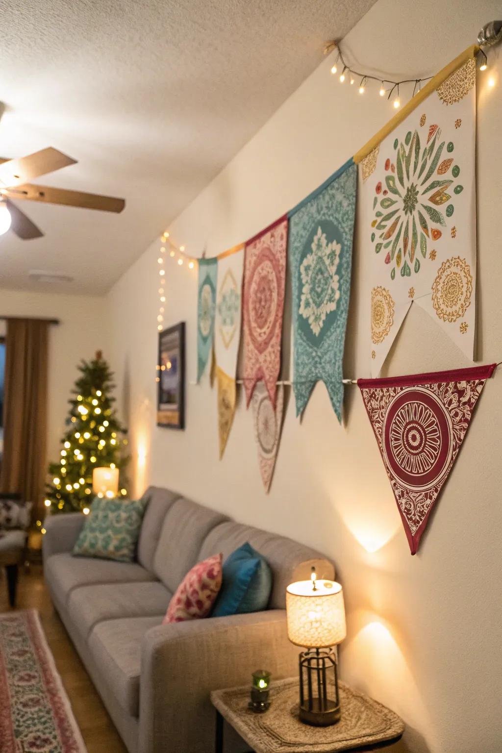 Varied banner forms and aesthetics culminate in distinctive decor affirmations.
