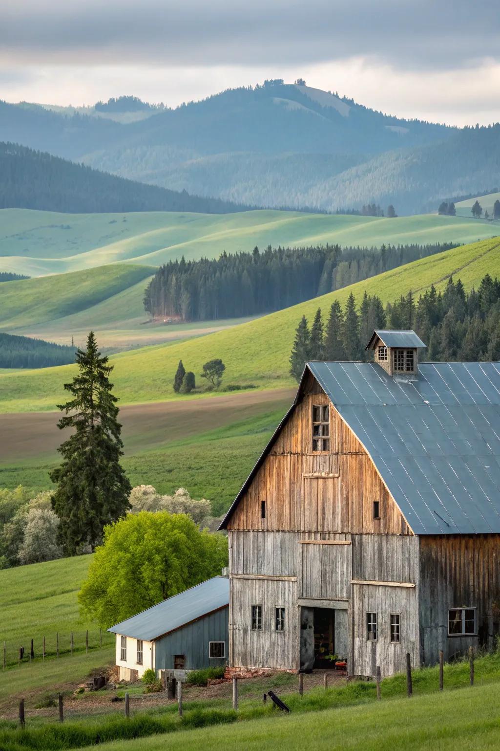 A barn celebrating the creative mix of materials in its cladding.