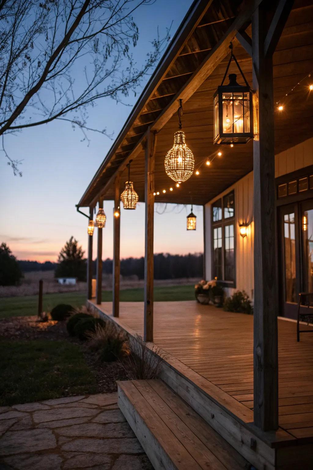 Lamp illumination contributes a magical element to your veranda.