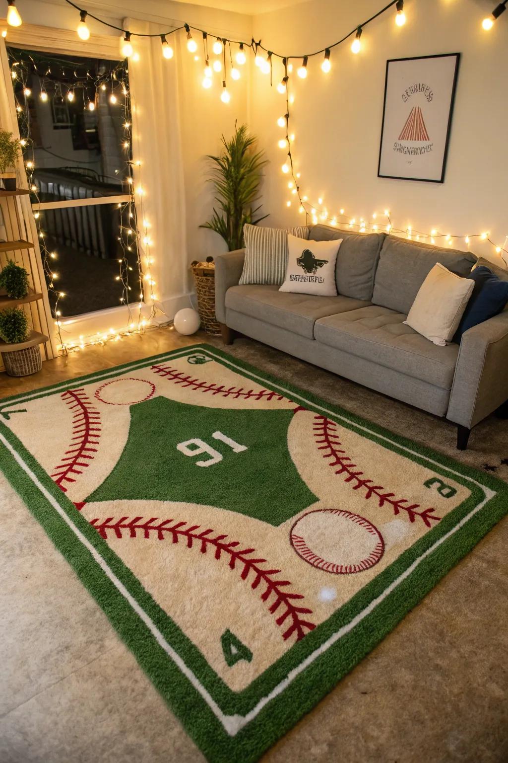 Round out the theme with a rounders-inspired rug.