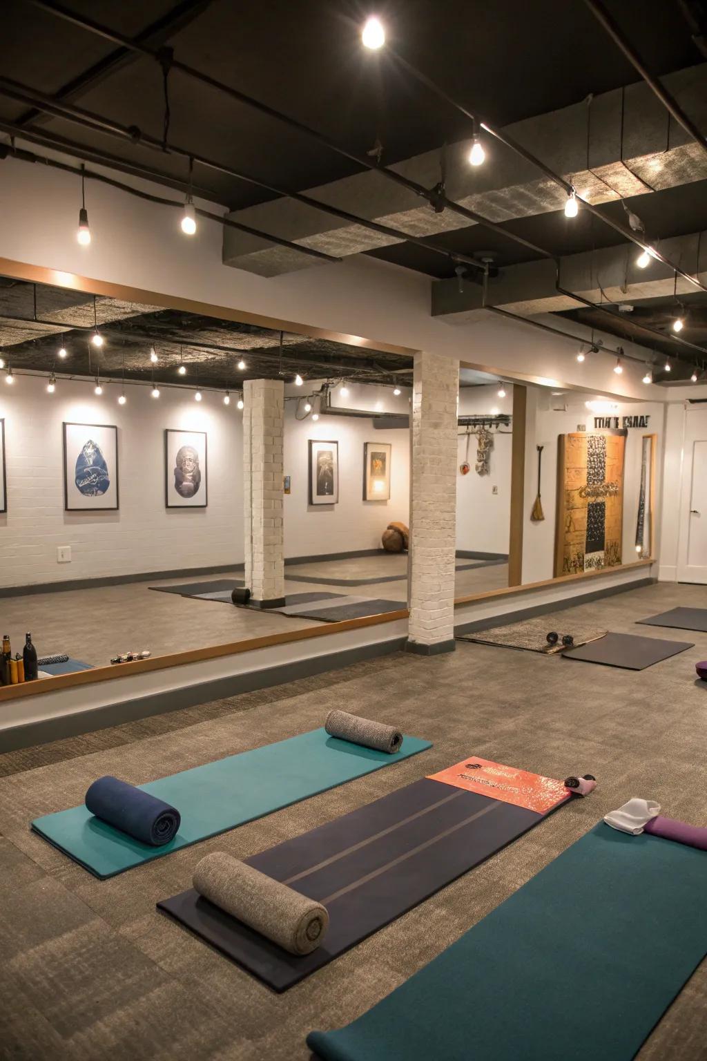 A multi-faceted zone accommodates different exercise forms.