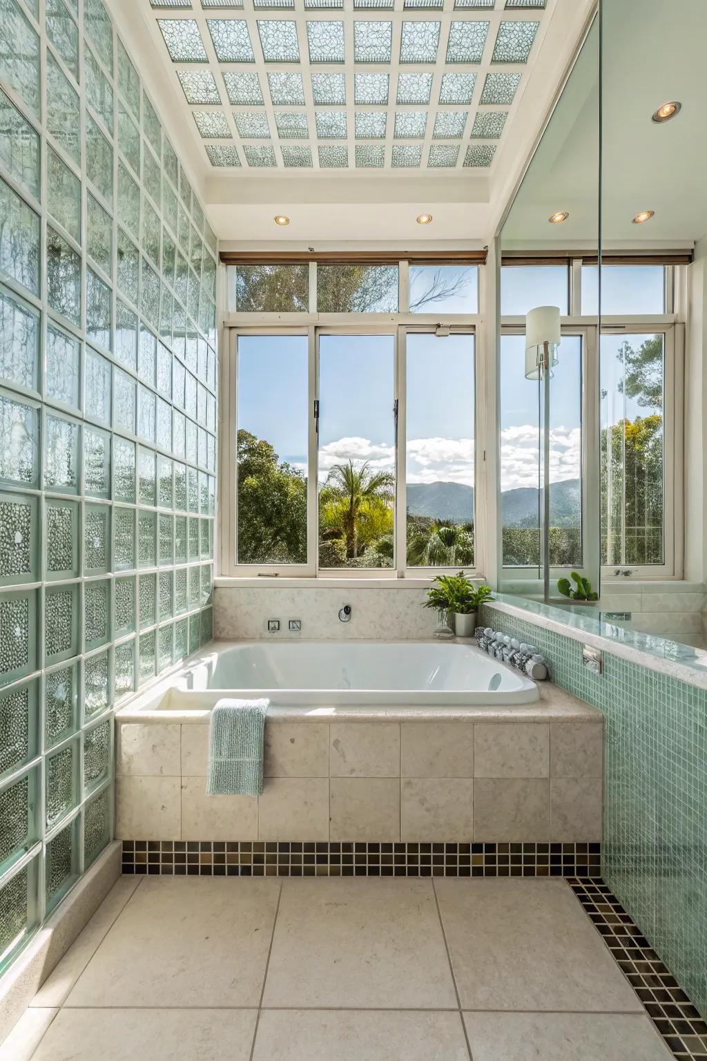 With light-reflecting glass squares, you may give the impression of more space.