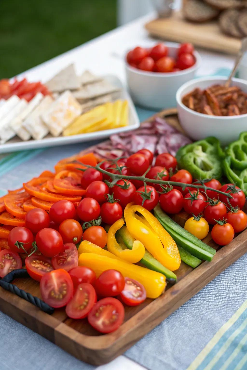 Fresh vegetables introduce a burst of color and taste