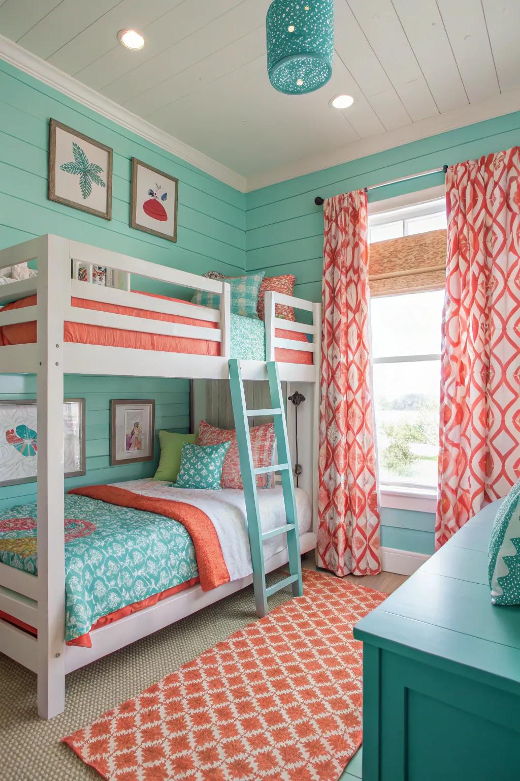 Incorporate a colorful flair through cyan and coral touches.