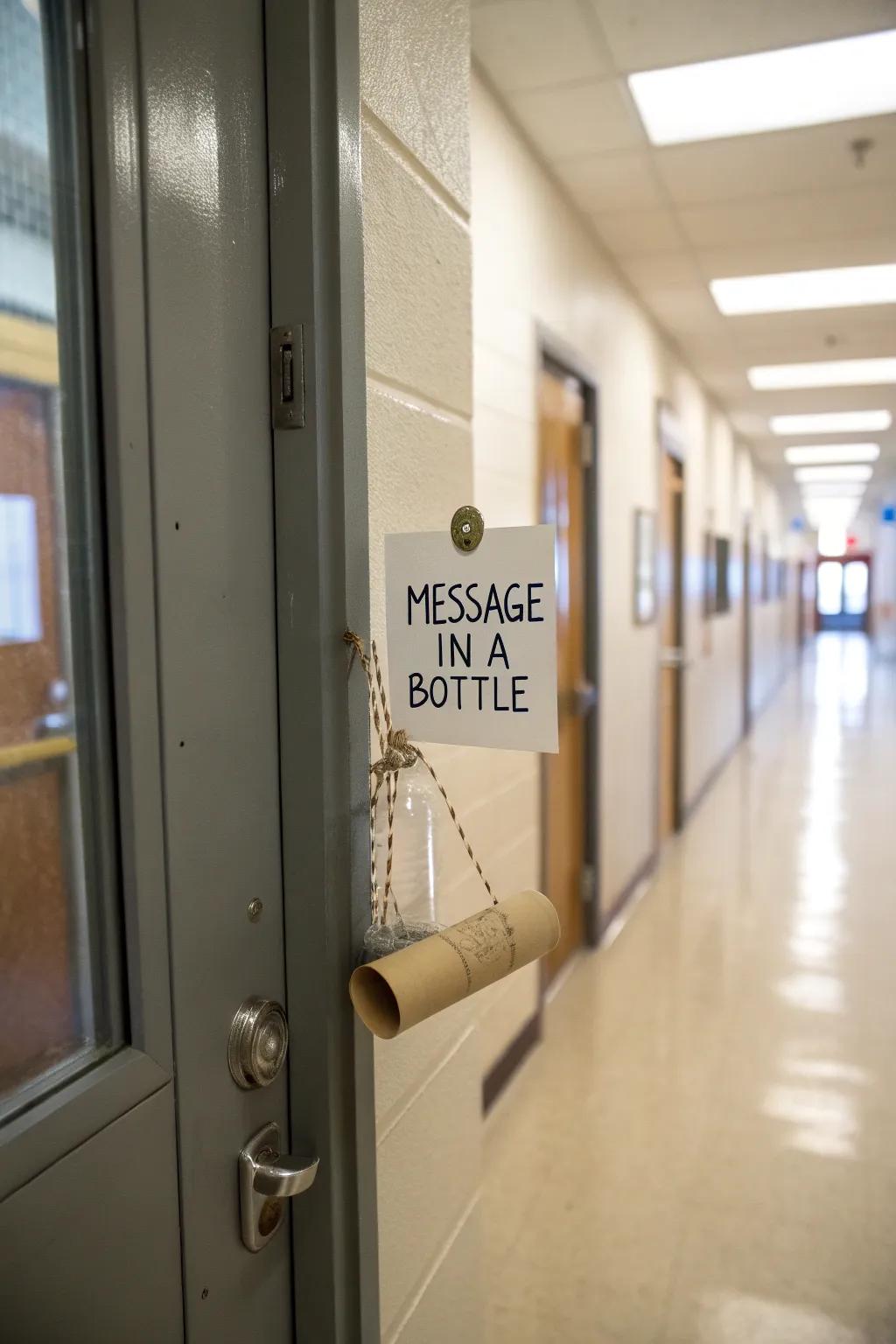 Classroom entrance featuring a 'Secret Message' for an exhilarating twist.