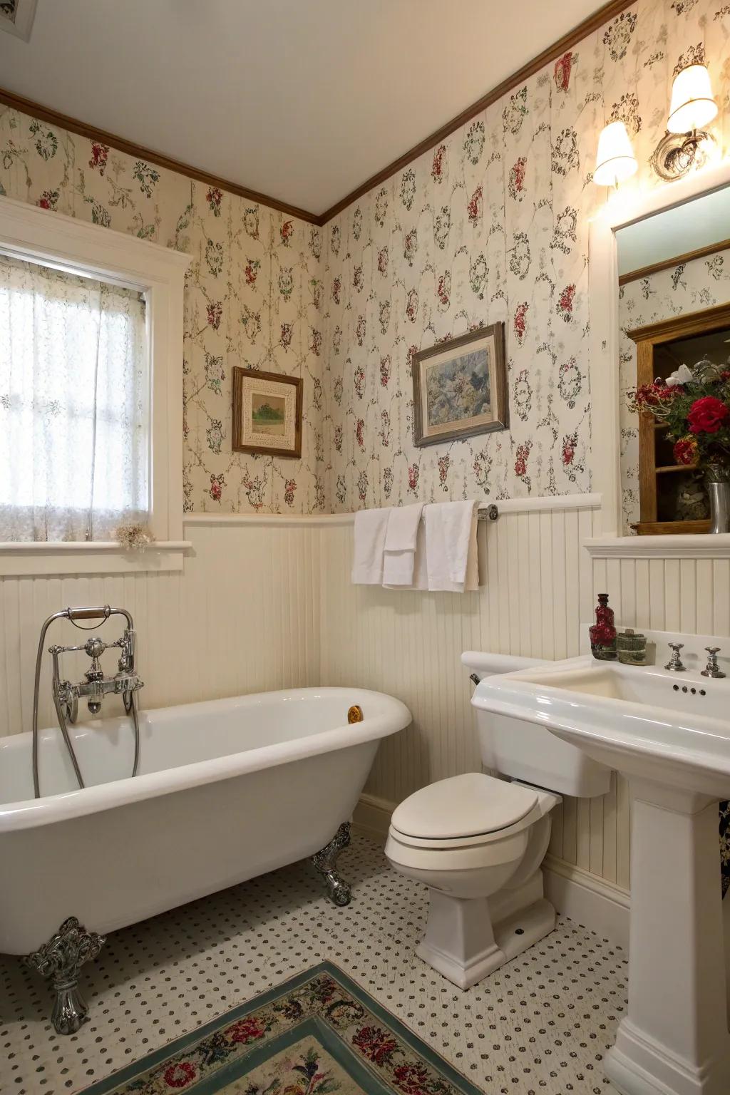 Pair paneling and wall coverings to attain a textured aesthetic.