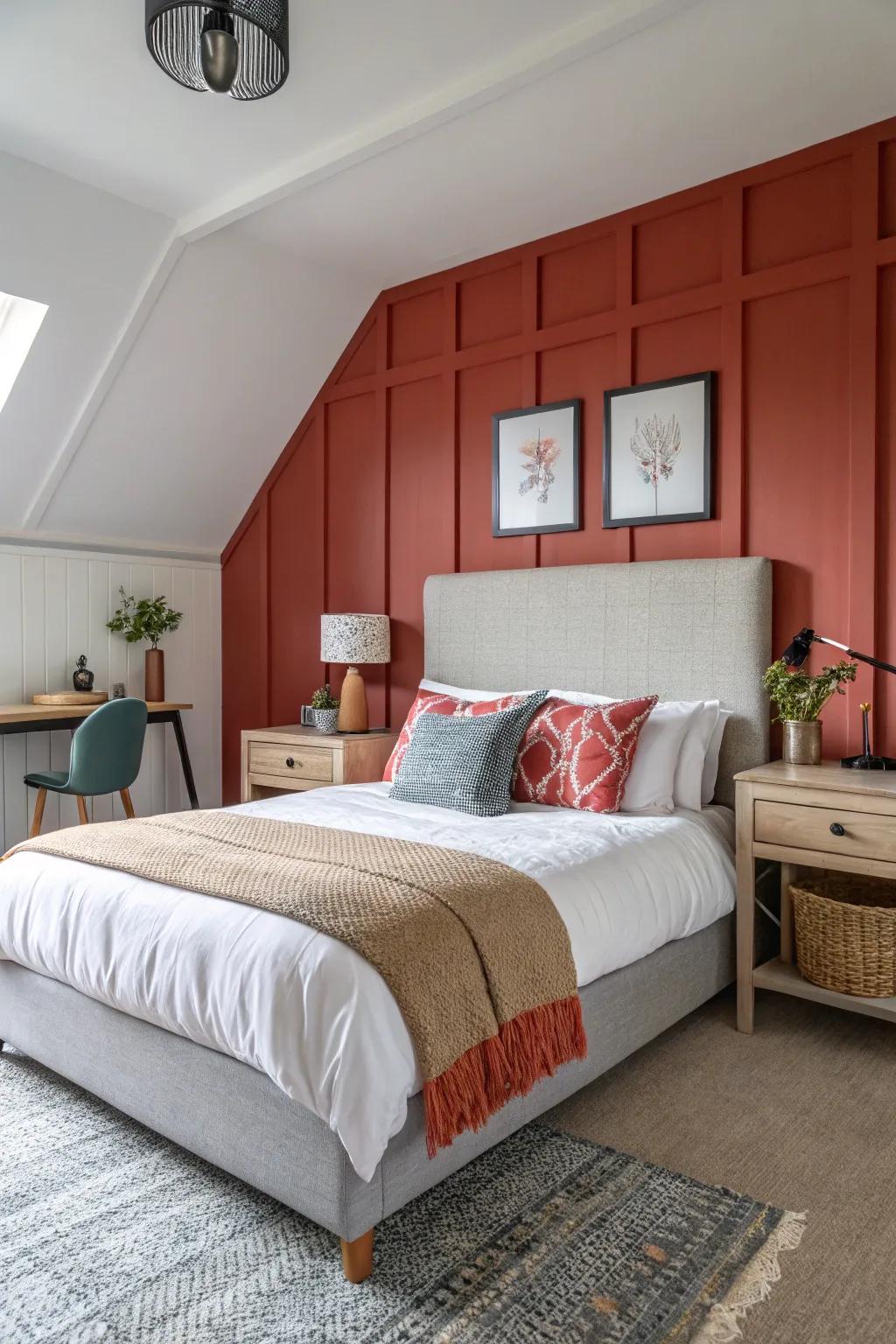 Integrating the headboard creates a fluent look.