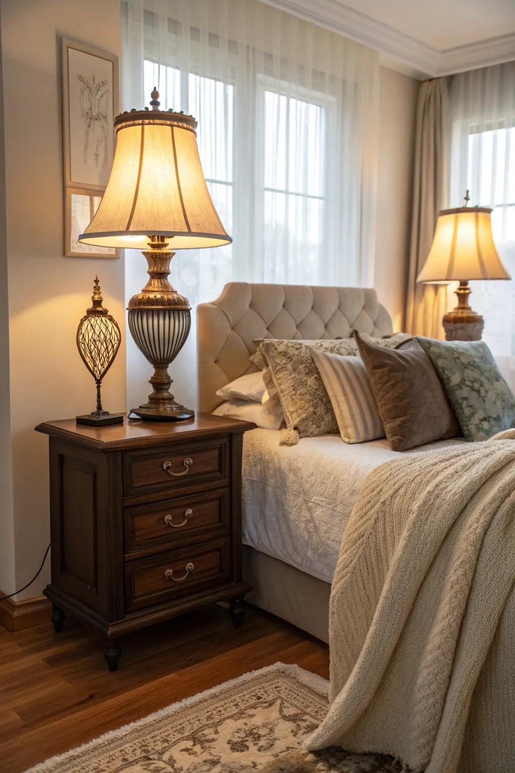 Table lamps are a classic choice for bedside lighting.