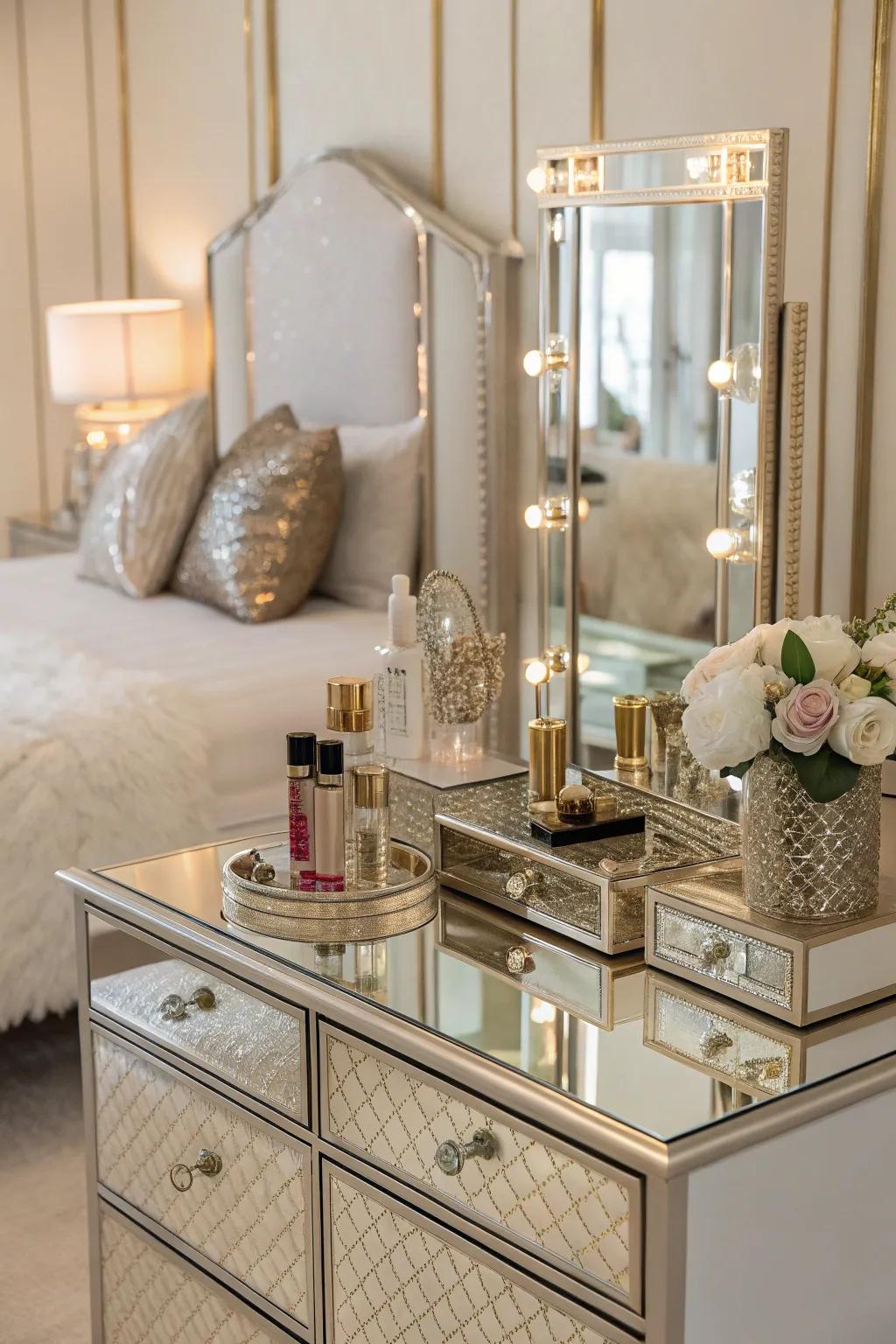 A makeup station introducing a glamorous touch to any space.