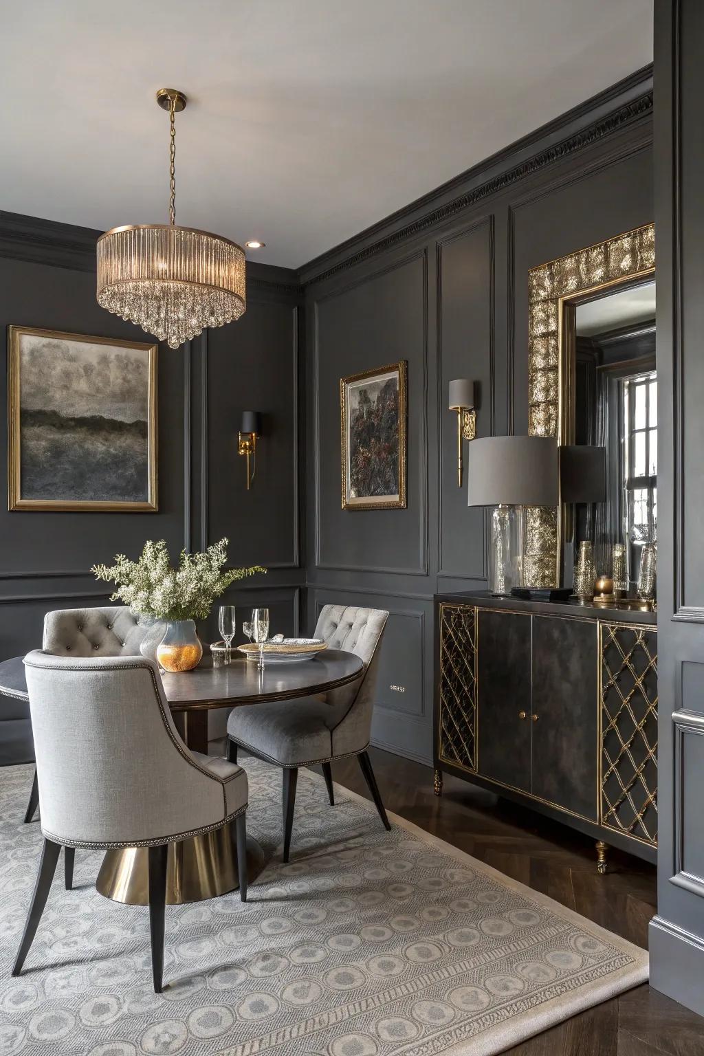 Coal gray provides a modern and personal dining atmosphere.