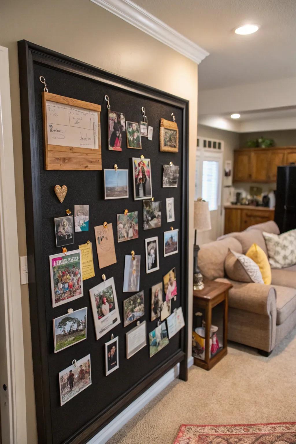 Capture precious family memories by employing a customized pinboard.