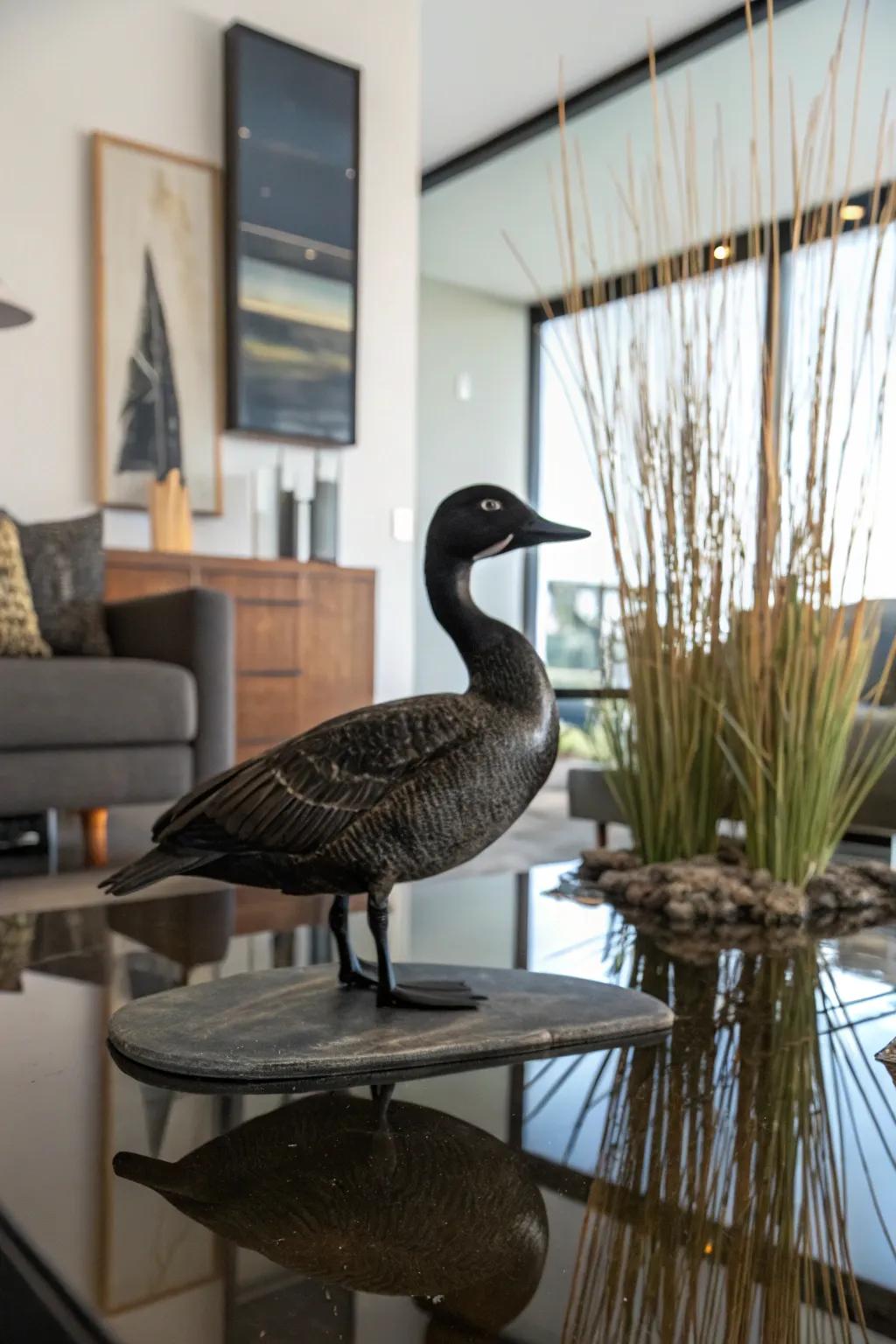 A dusky fowl presentation crafting a lifelike aquatic vista deception.