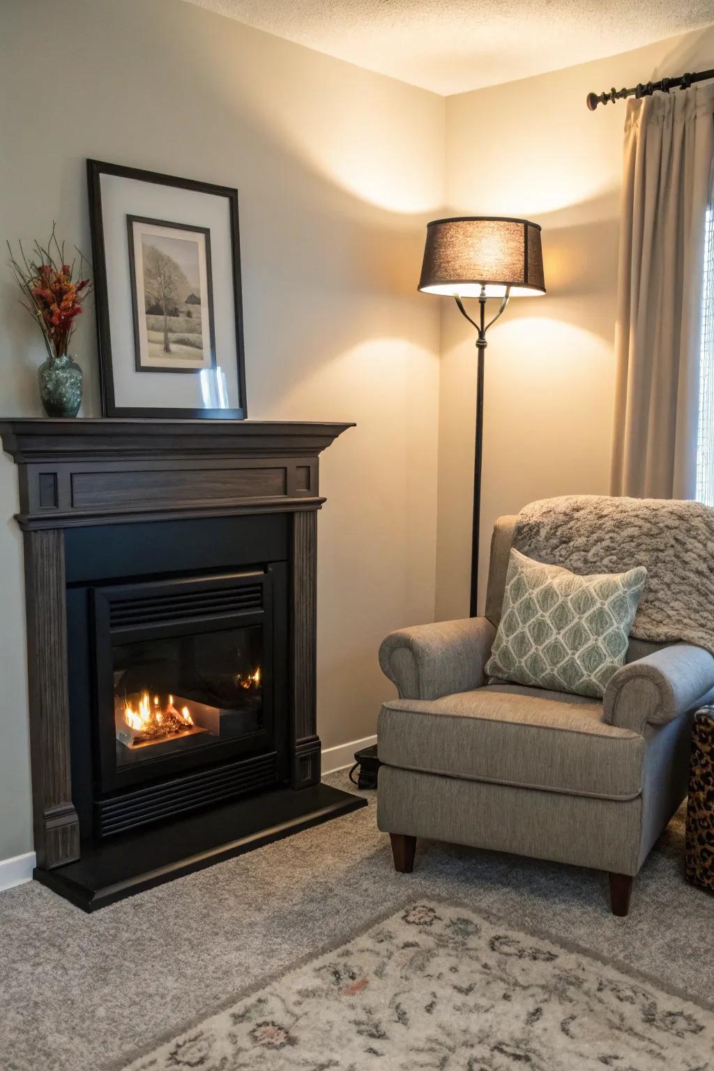 Optimize snug spaces through a captivating dark corner hearth.