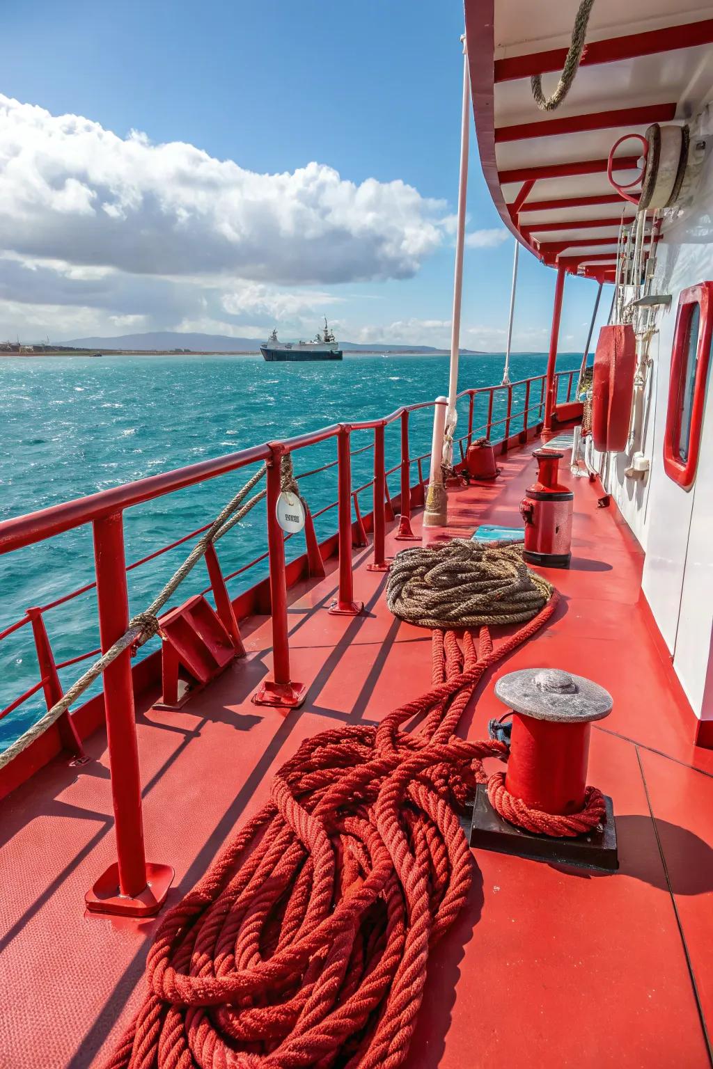 Vibrant crimson details imbue energy into your deck.