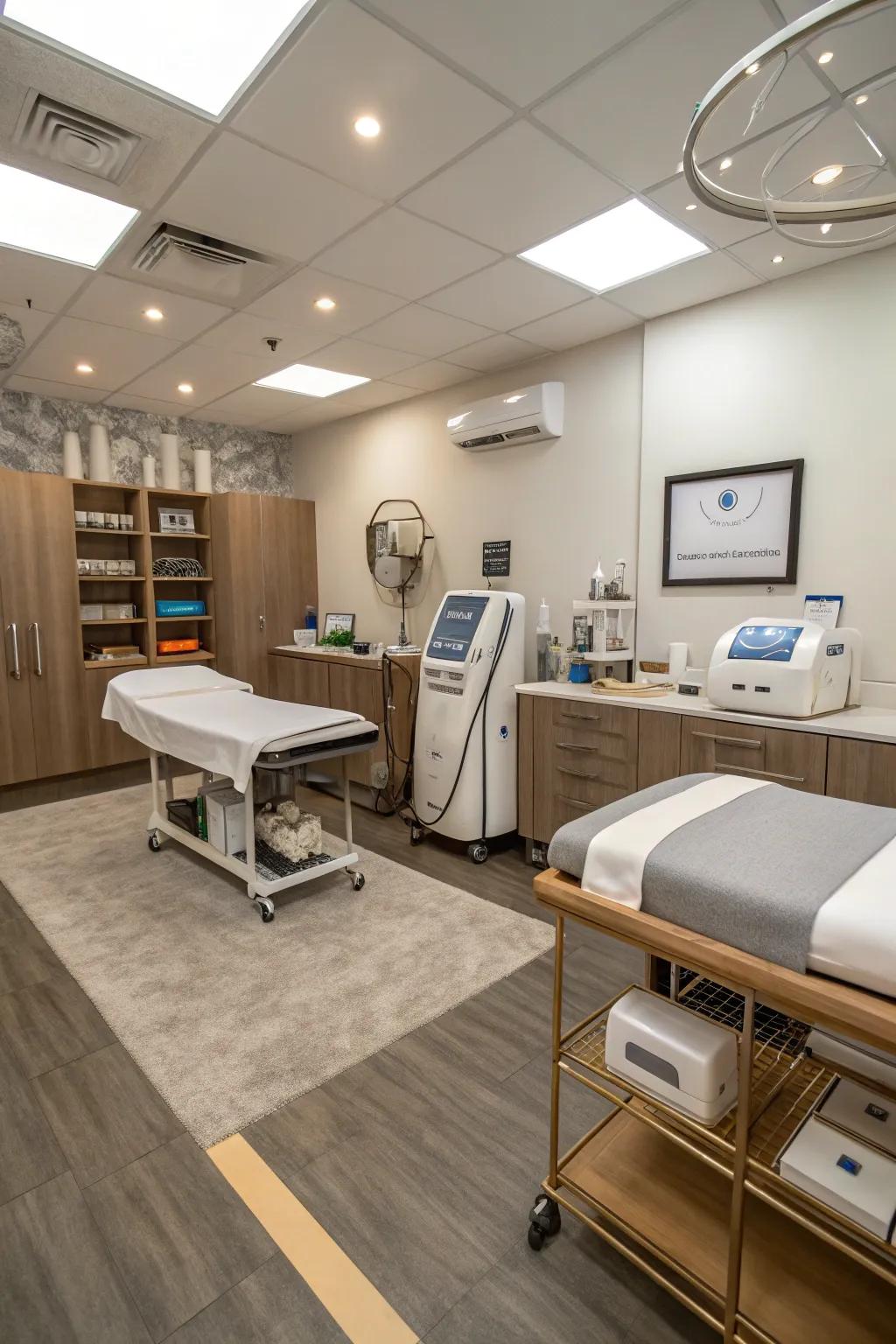 Distinct areas guarantee a tidy and efficient workspace.