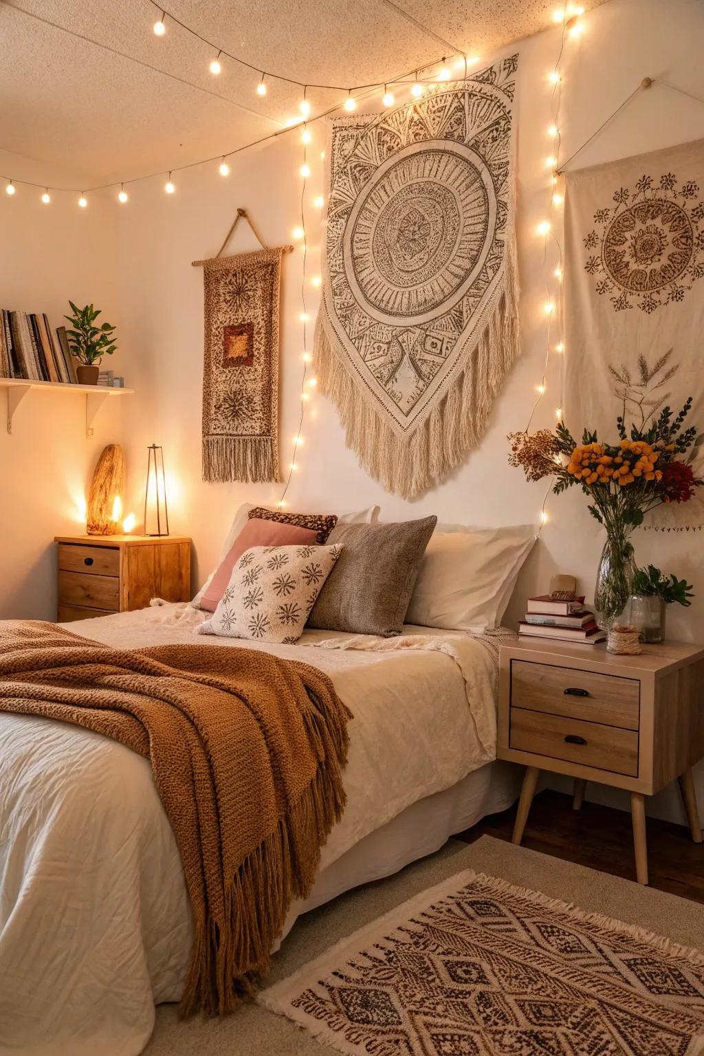 Soft lighting infuses a warm, intimate glow into your bedroom.