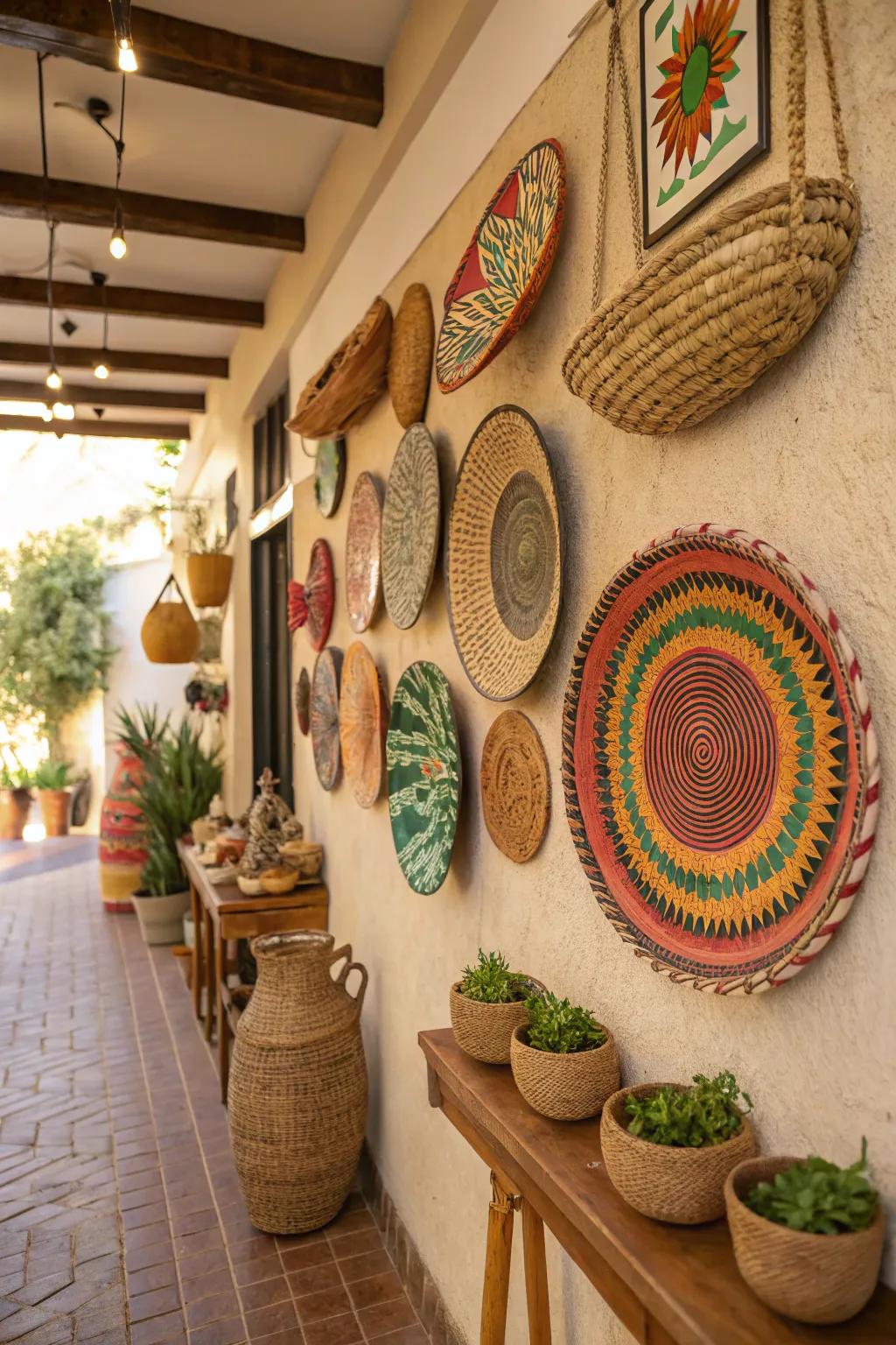 Decorative highlights enhance the depth and allure of a bohemian wall.