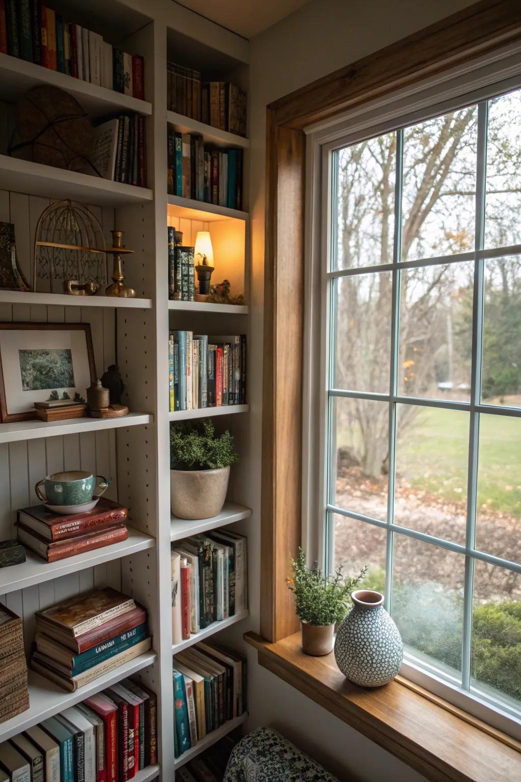 Spark visual interest with shelving of varying heights.