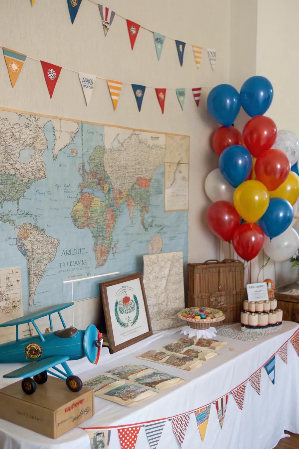 A vintage airplane baby shower all set for takeoff