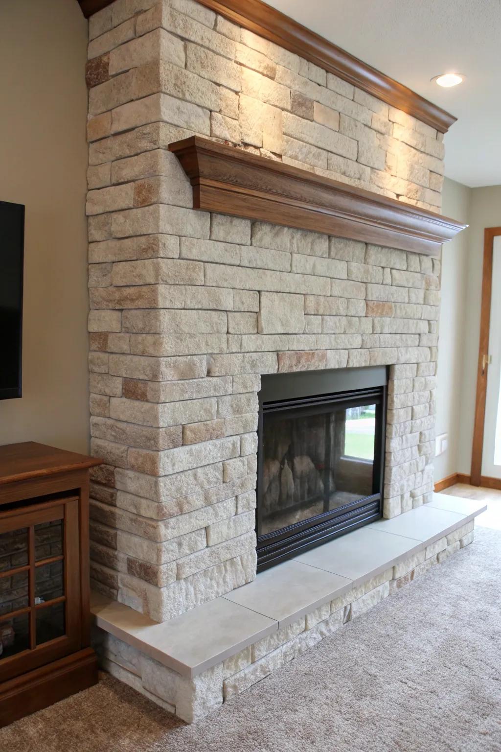 Stone Facade delivers a modern and textured update to your fireplace.