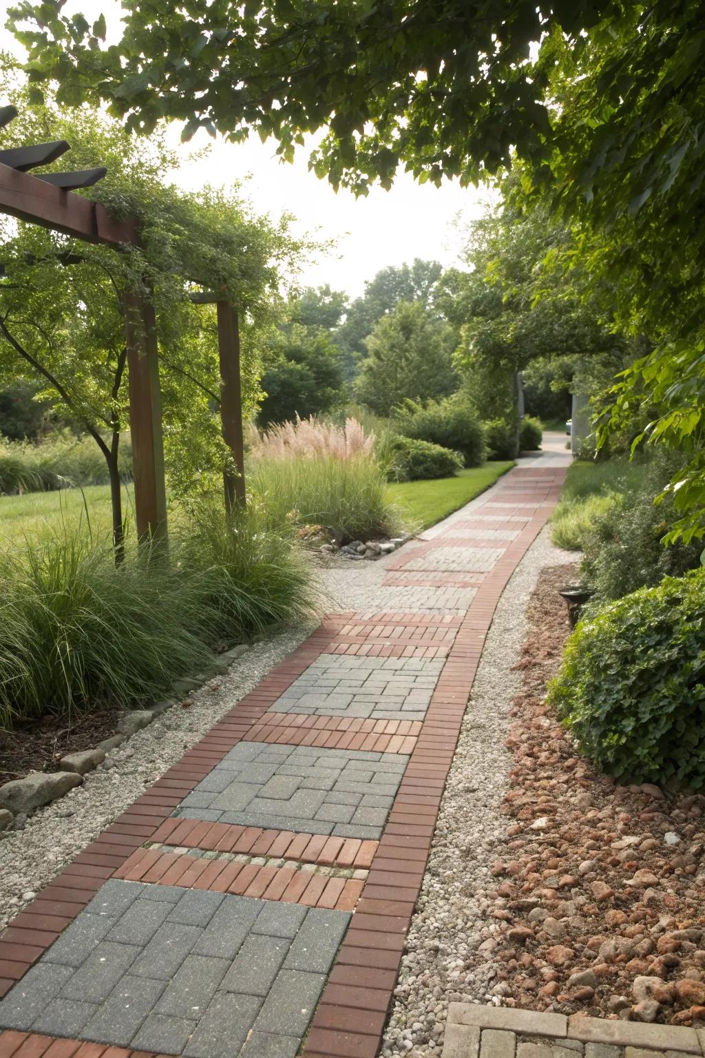 Mix materials: Add depth and interest to your paths.